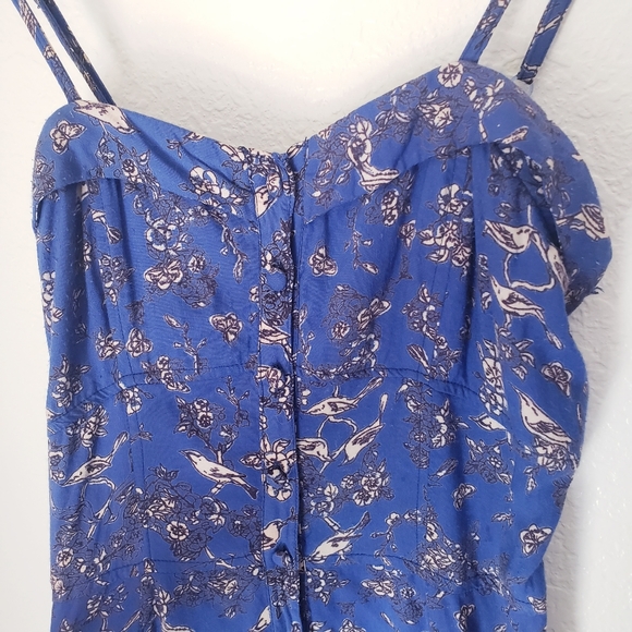 Angie's High Low Blue Bird Button Up Dress - Picture 3 of 5